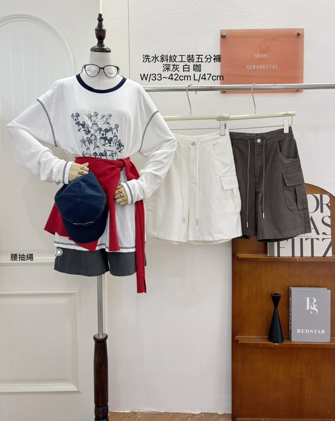 G6276-洗水斜紋工裝五分褲