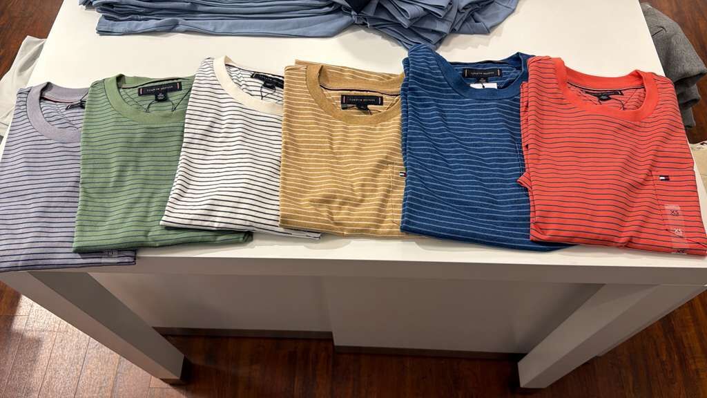 AG068 Tommy Hilfiger 男裝休閒細條紋口袋短袖TEE