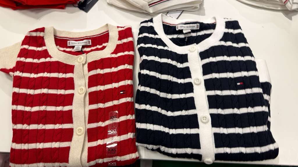 AG061 Tommy Hilfiger 條紋麻花編織圓領外套