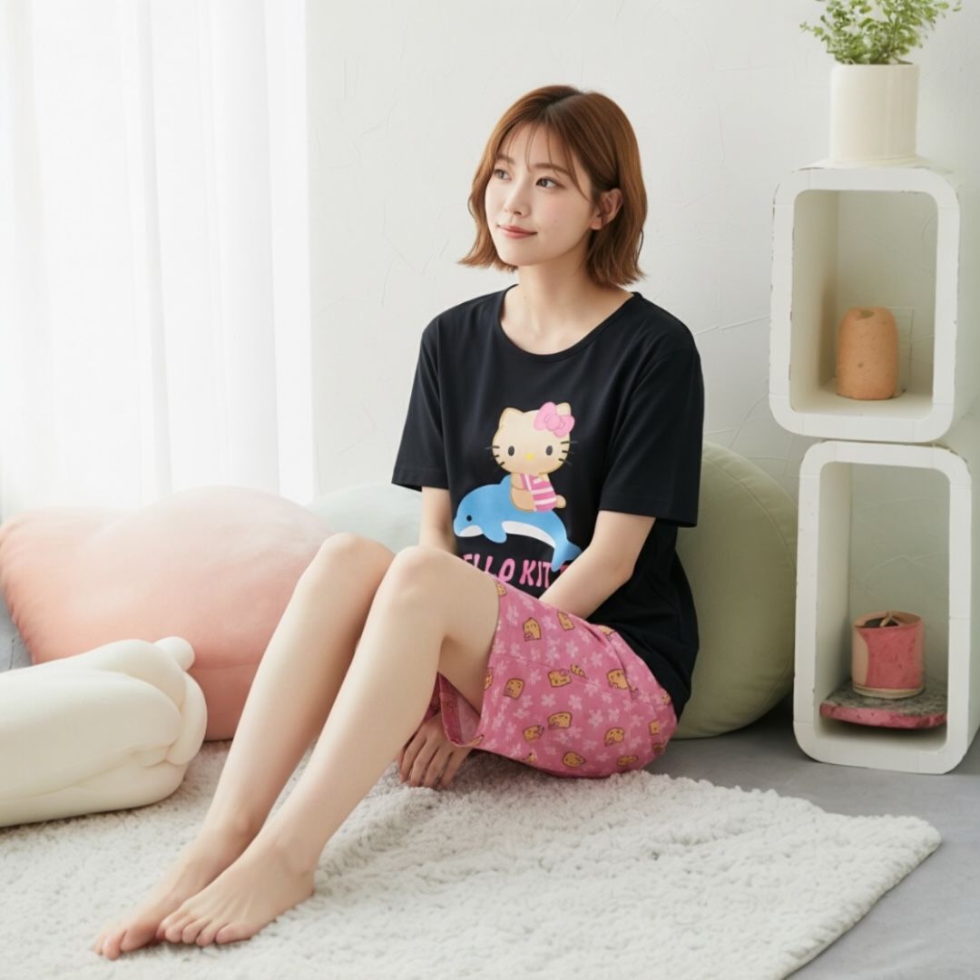 26104-KT Sanrio Hello Kitty 炎夏日燒家居服 #JP-NS26
