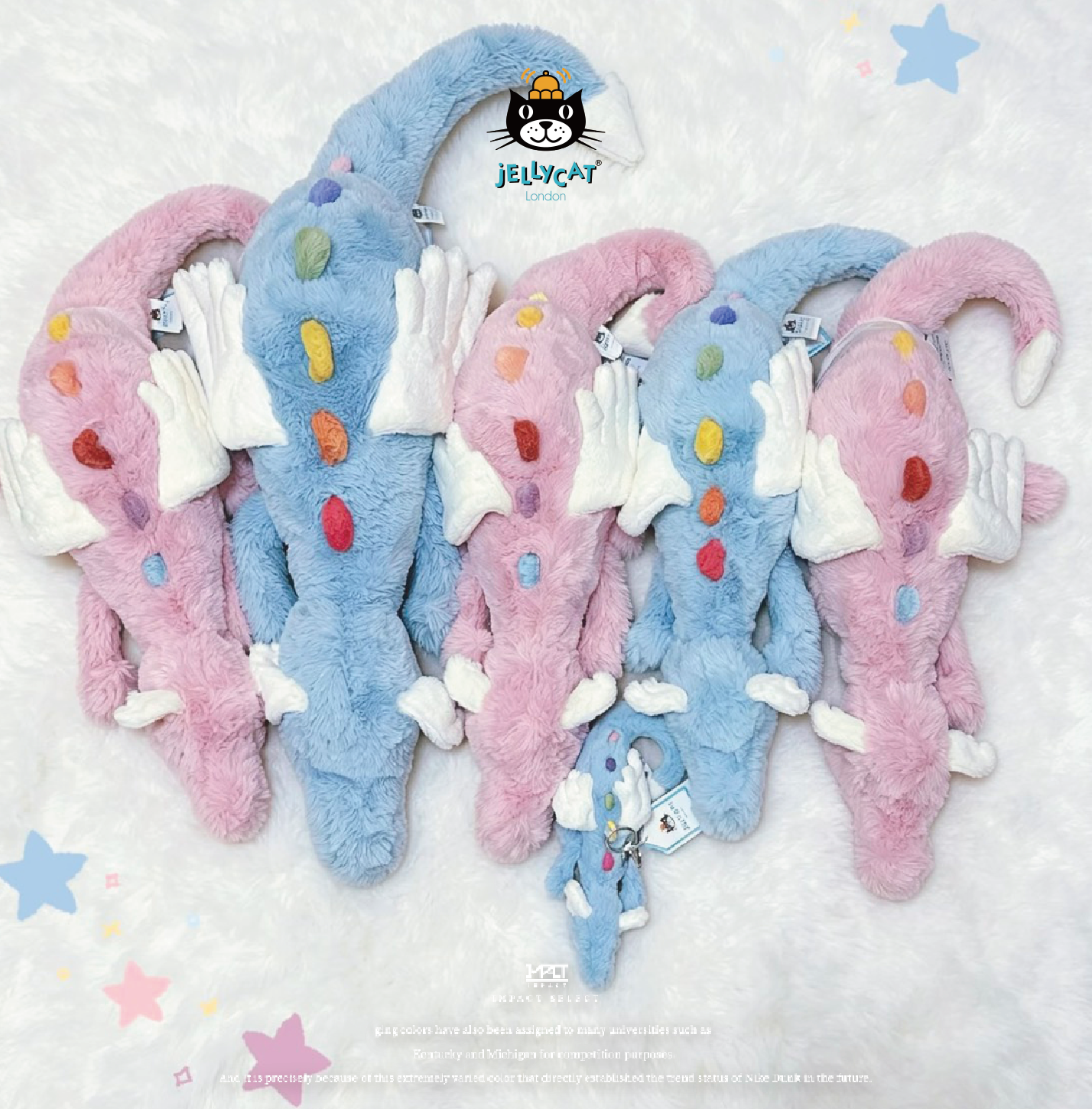 Jellycat 神話動物 達思萊茲龍 天空龍 粉色/藍色 12CM*50CM