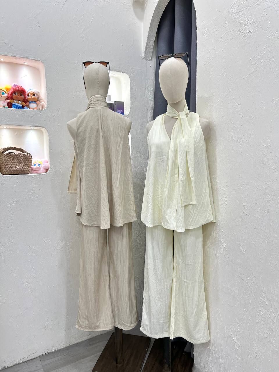 Tie Neck Sleeveless Trouser Set