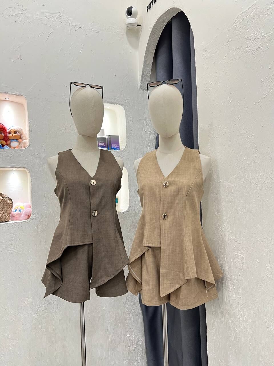 Button Sleeveless Short Set