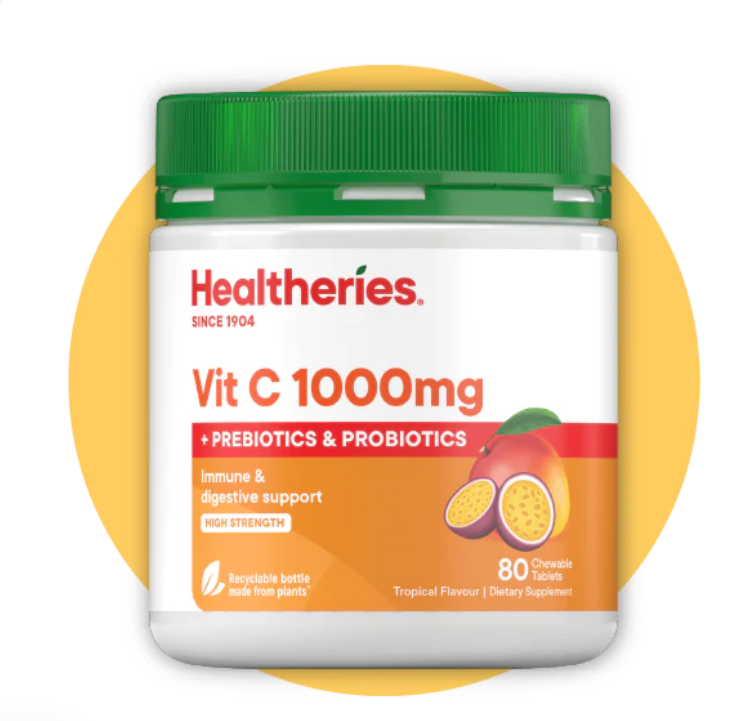A17 Healtheries 維他命C 1000毫克 (含益生元，益生菌)  80粒【買一送一】