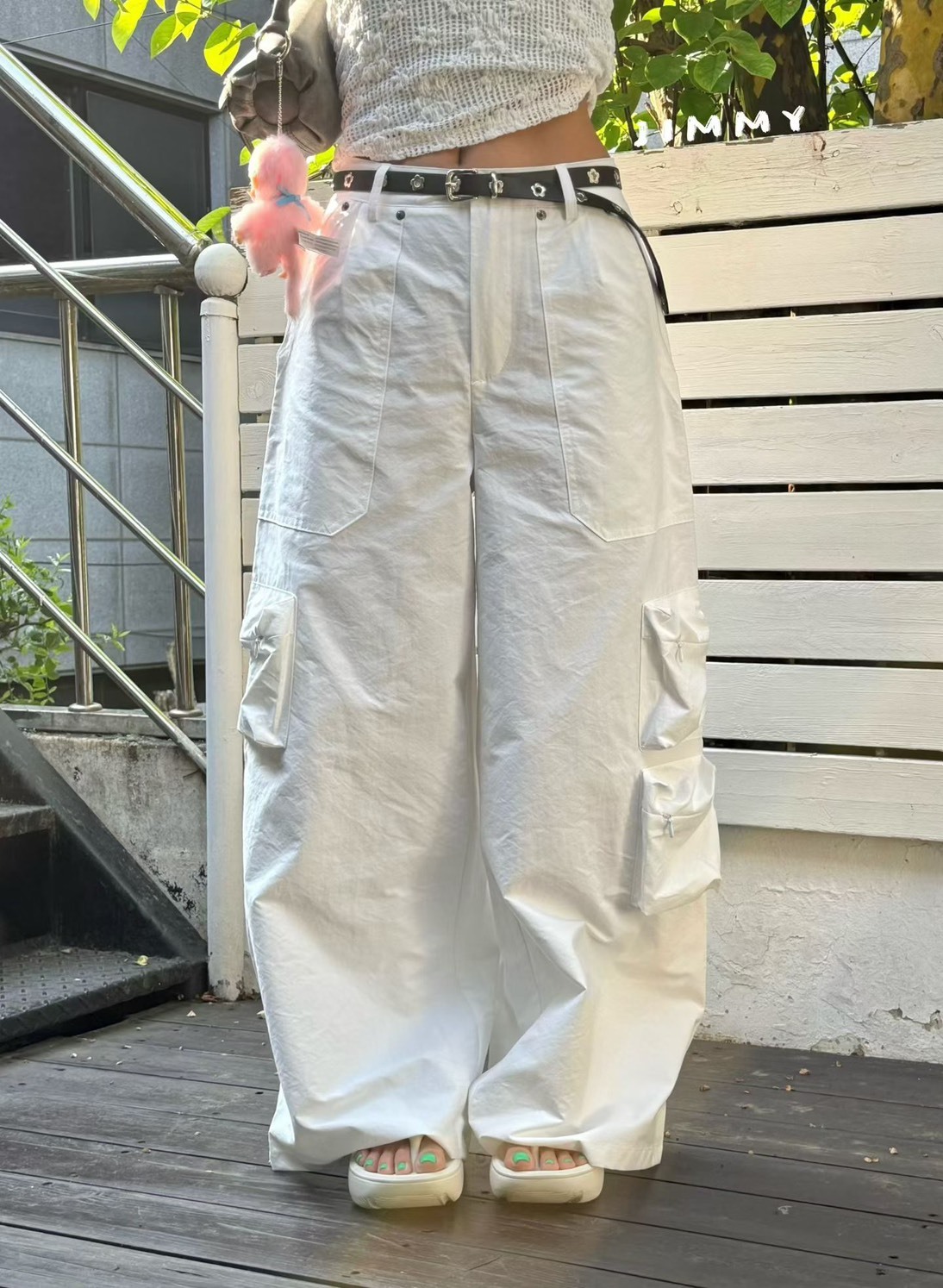 半立體口袋休閒垮褲