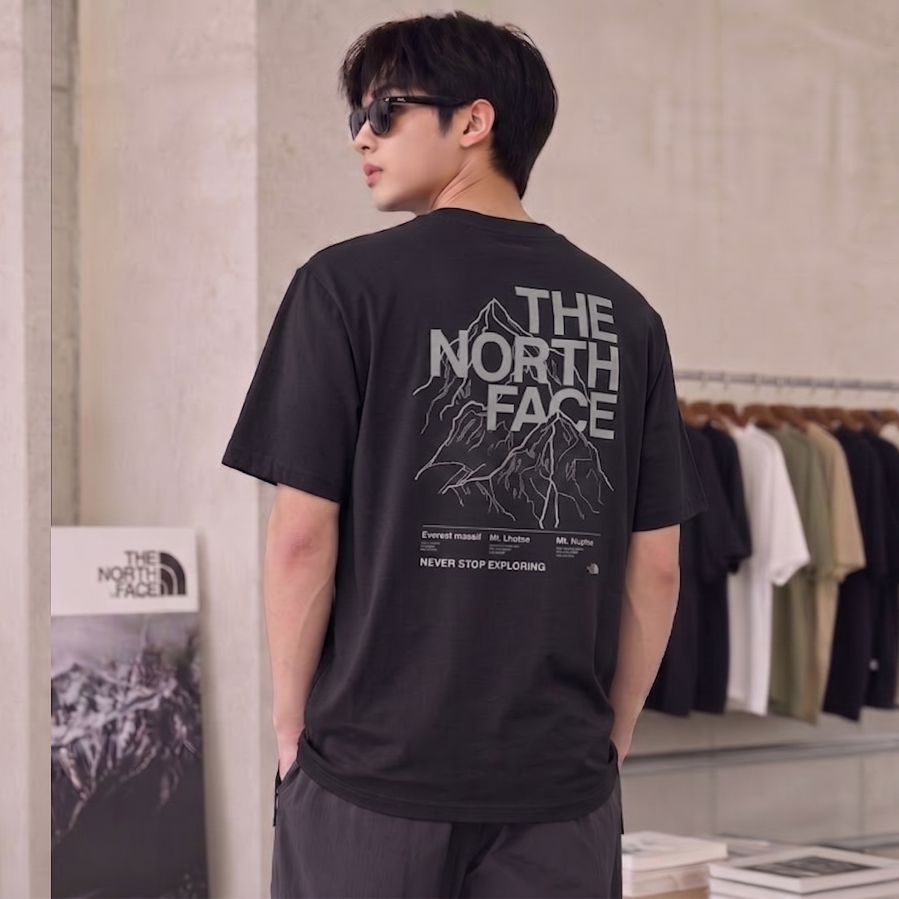 THE NORTH FACE 男大人 正反 雪山圖案 短TEE