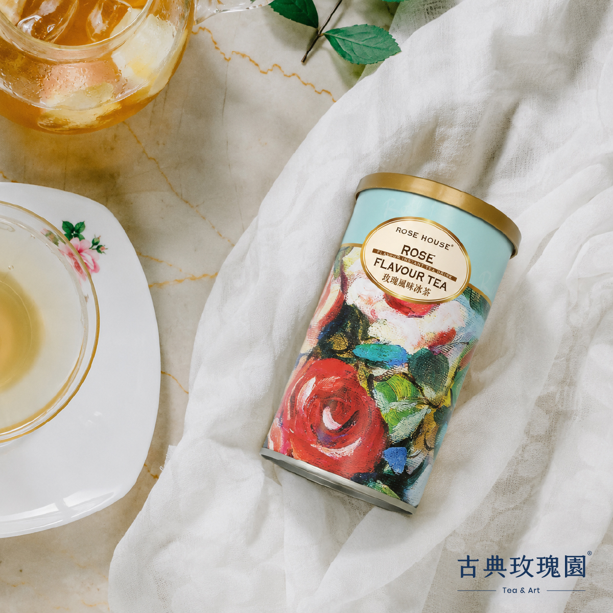 英式玫瑰風味冰茶 280g茶粉/罐裝