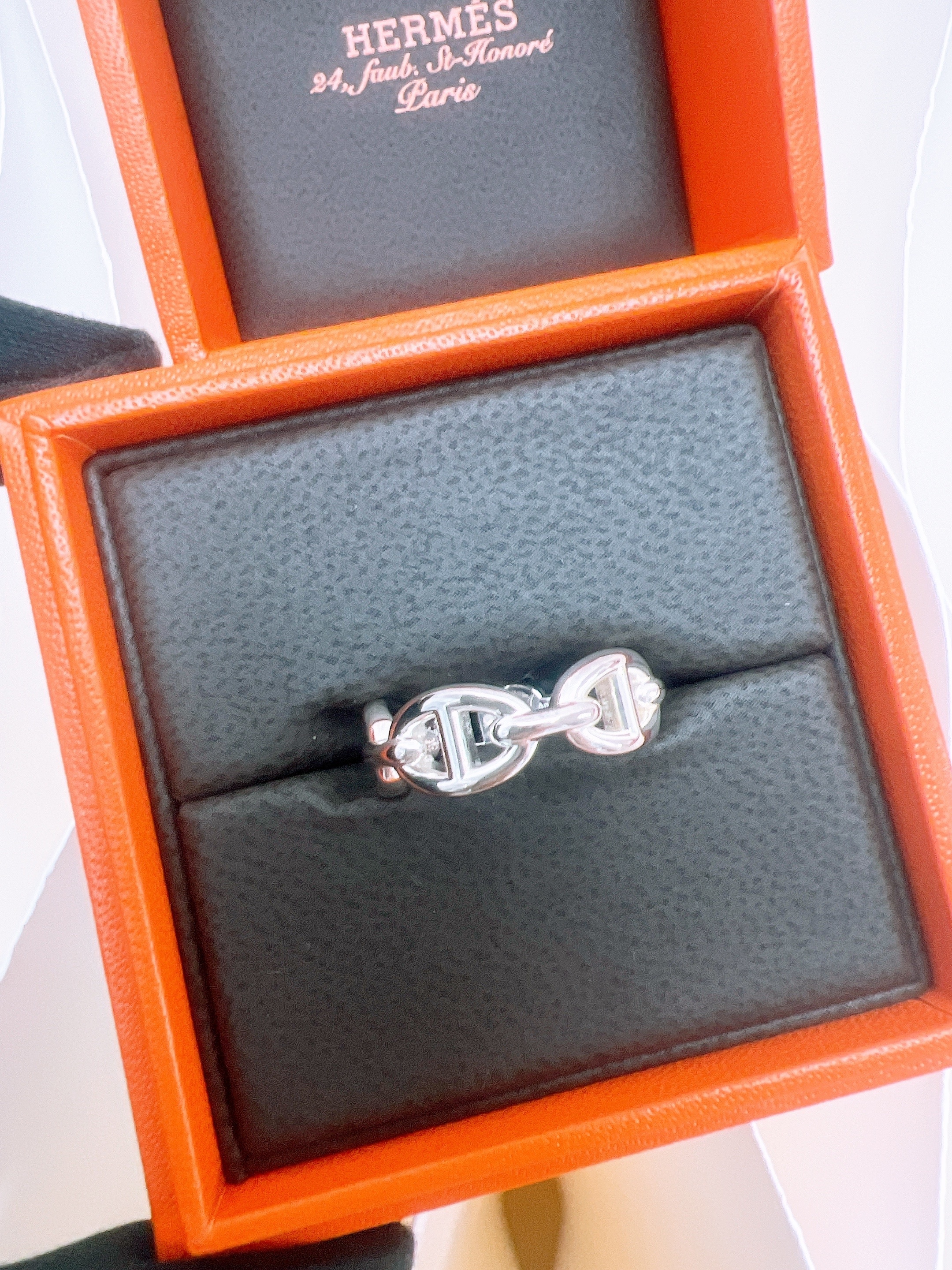 *Unused* (size 52) Hermes chaine d’ancre enchainee silver ring 豬鼻戒指