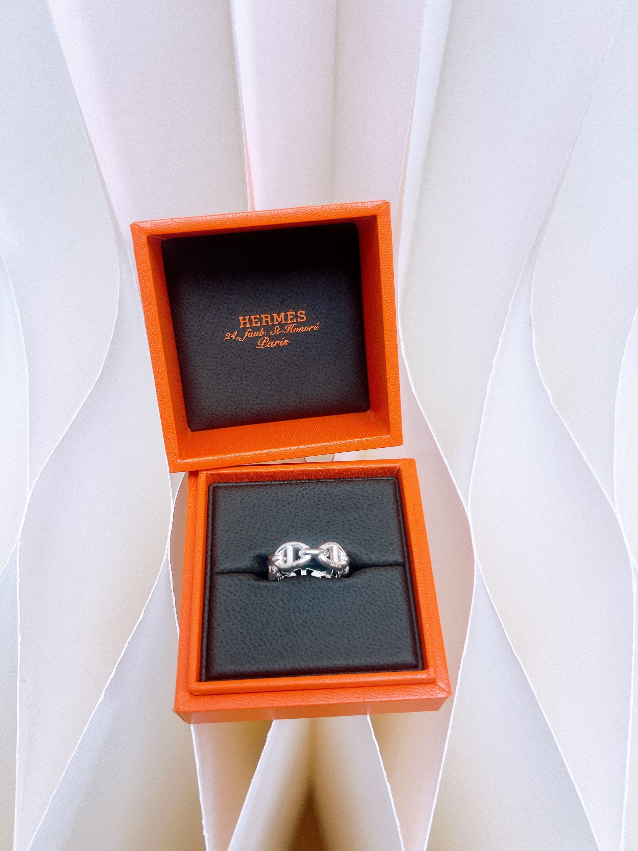 *Unused* (size 52) Hermes chaine d’ancre enchainee silver ring 豬鼻戒指
