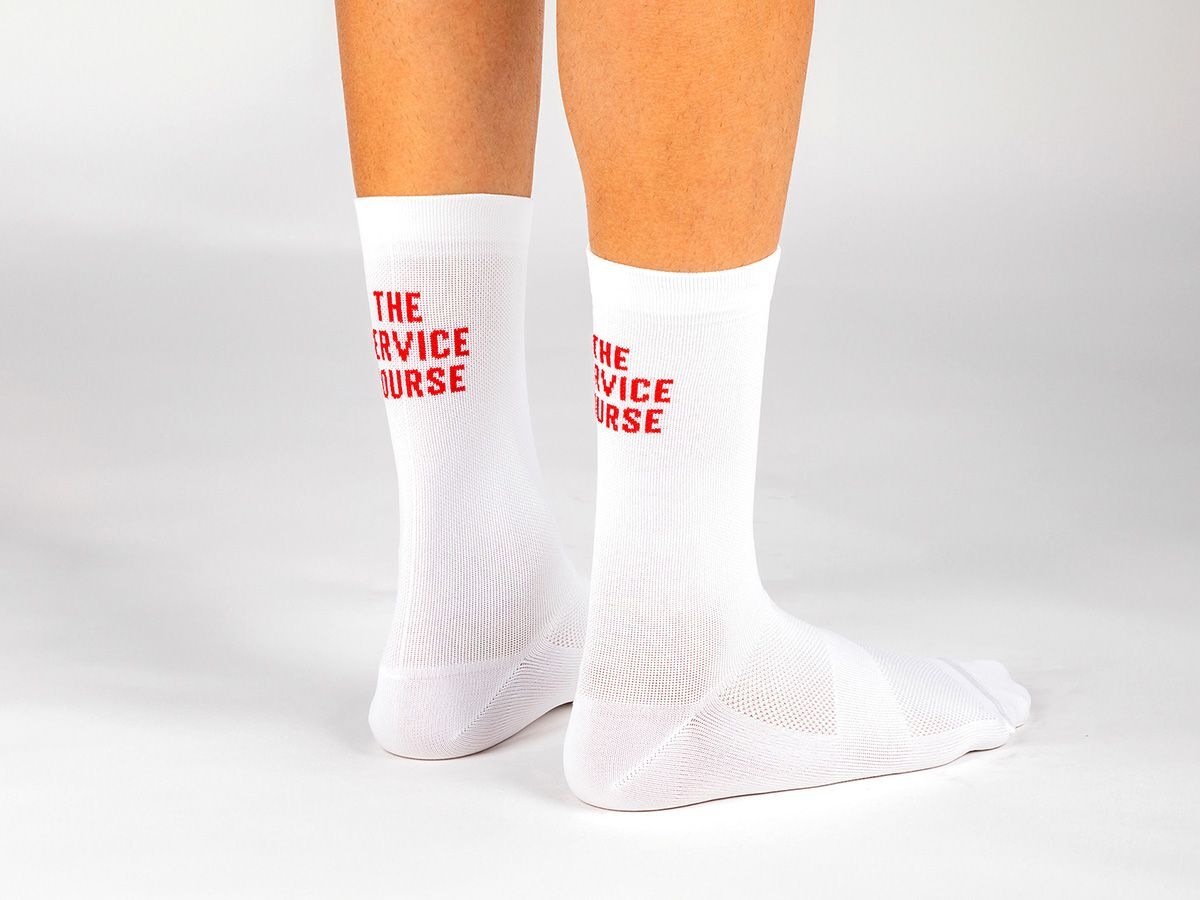The Service Course Logo Socks 車襪 - 白/紅