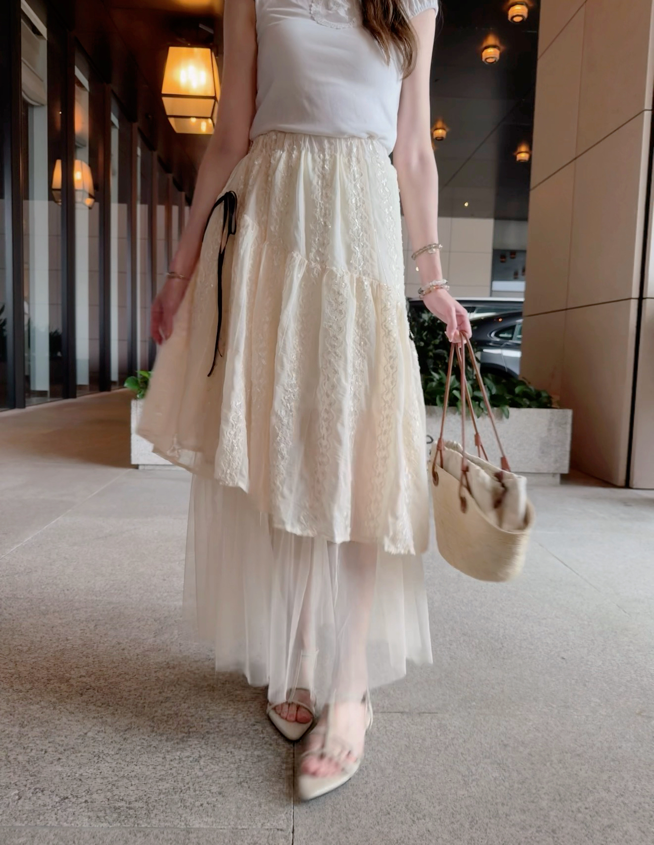 *BJ2 MADE SERIES* THE LAYERED MESHY DRESS WITH SIDE RIBBONS 260524
