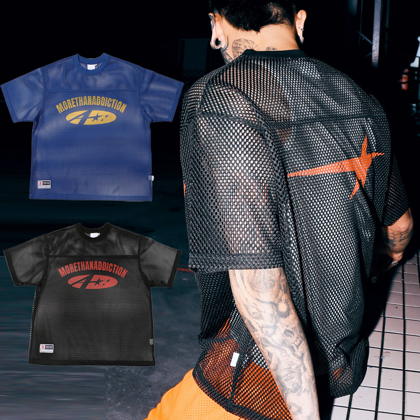 MTA ASTAR MESH JERSEY 黑色 藍色 星星 透氣 網眼 寬鬆 網布 球衣【M26SJI】