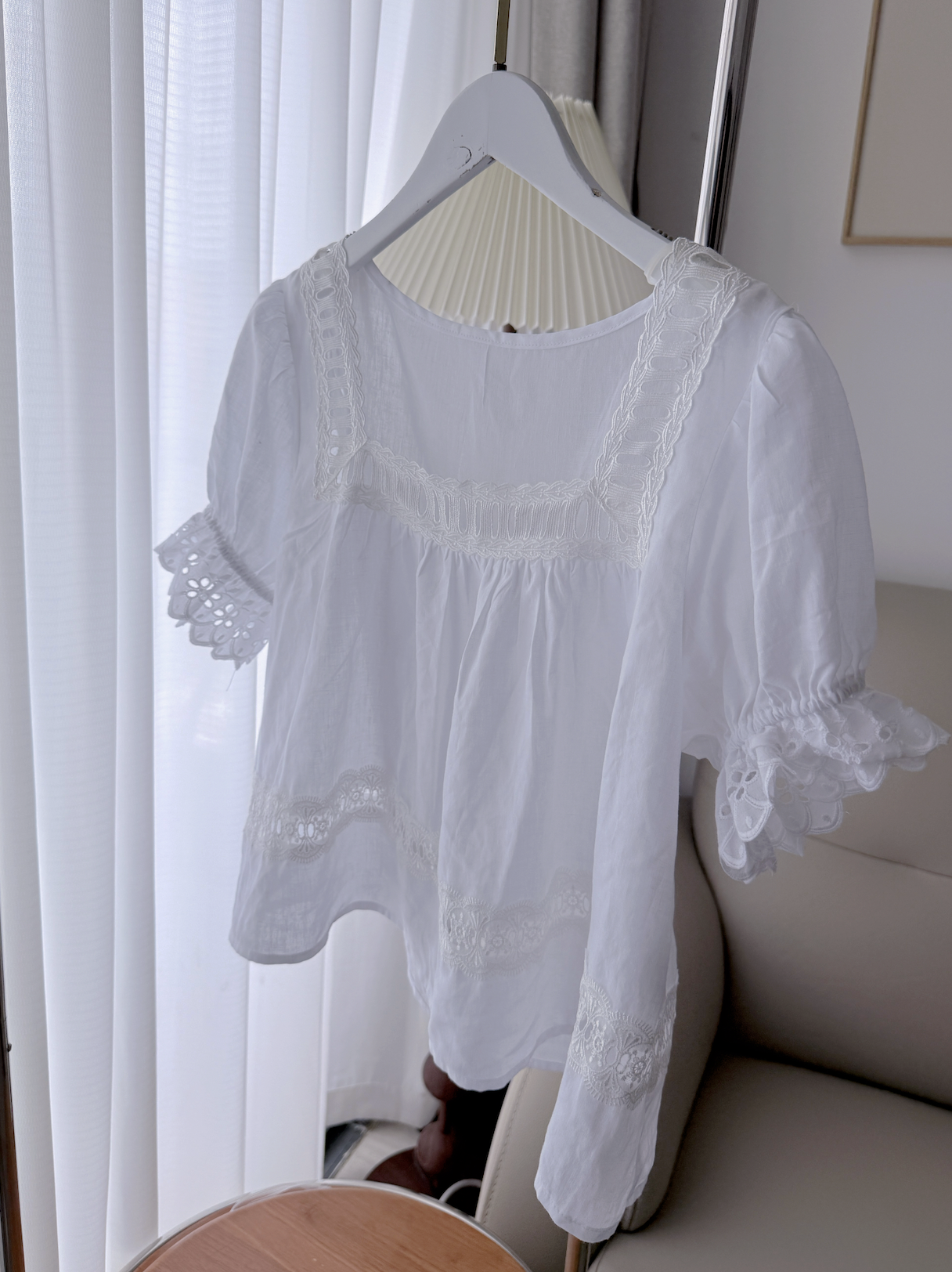 *PREMIUM DESIGNER BRAND* THE EMBROIDERED TENCEL LINEN BLEND TOP 260524
