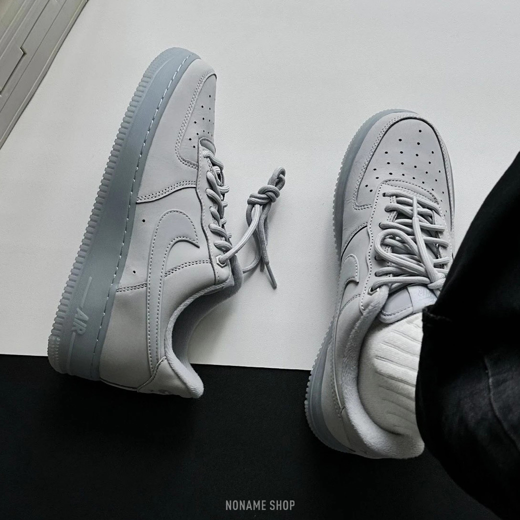 NIKE AIR FORCE 1 AF1 低筒 磨砂皮革 果凍底 冰川灰 (男款)