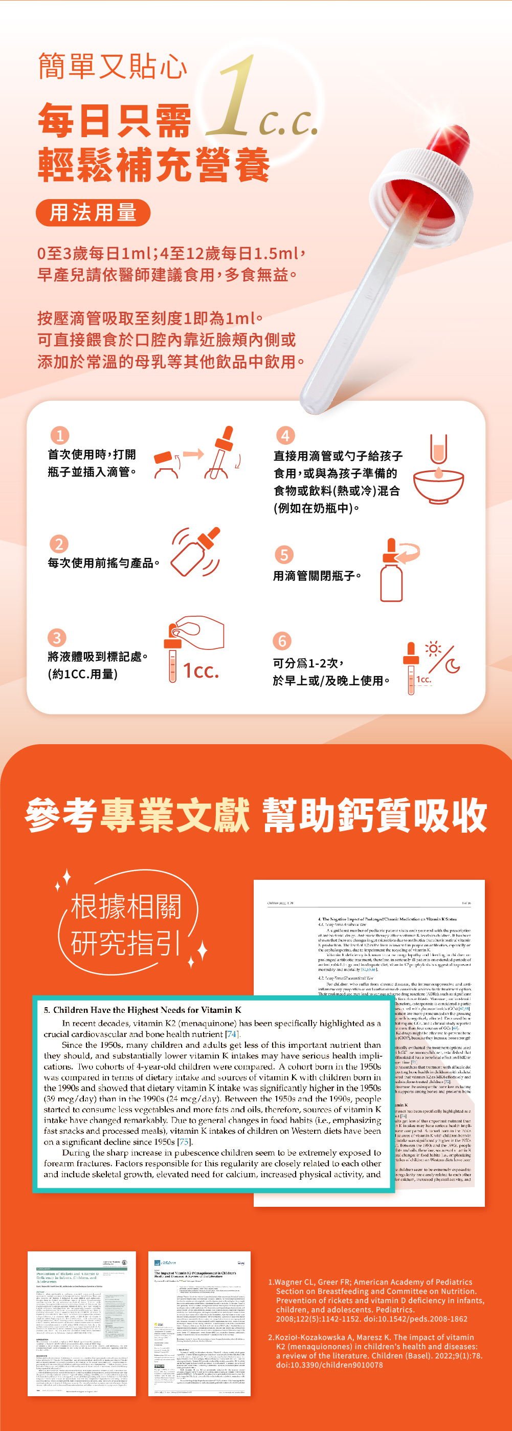 每日補充1c.c.，輕鬆達到專業文獻建議的補充含量