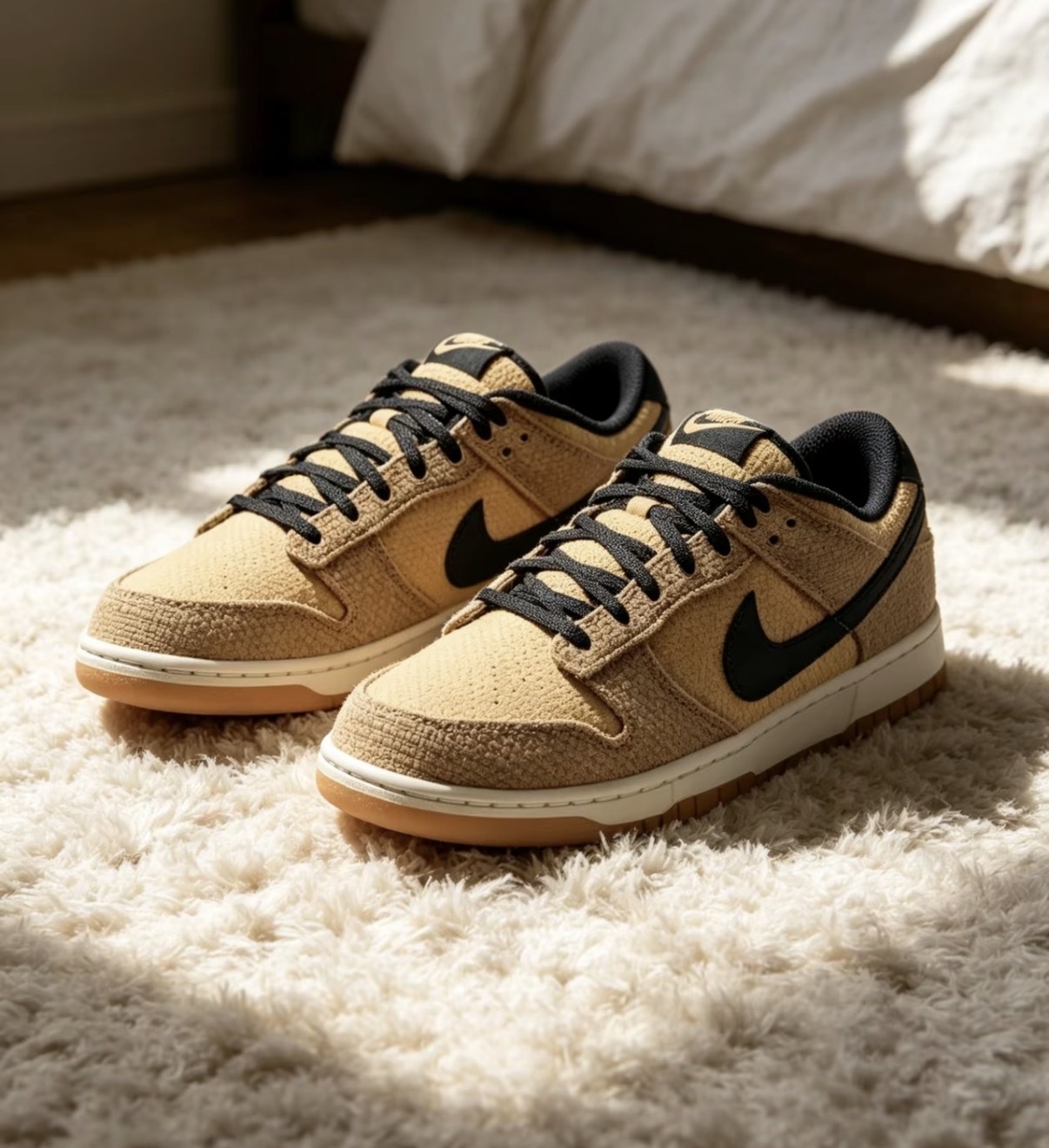 男鞋 NIKE DUNK LOW RETRO SE 亞麻黑 編織 復古 低筒 休閒鞋【II7078-201】