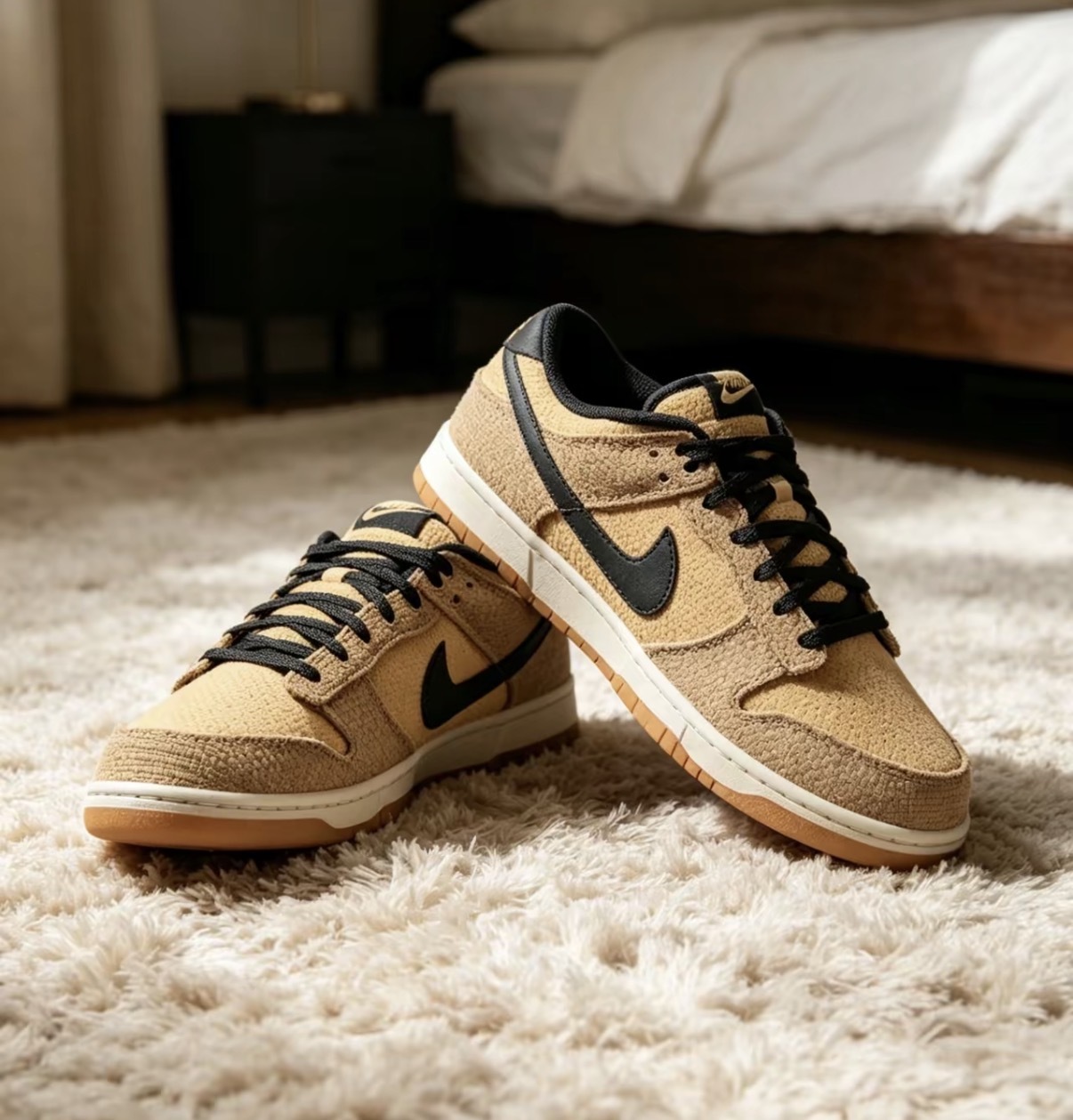 男鞋 NIKE DUNK LOW RETRO SE 亞麻黑 編織 復古 低筒 休閒鞋【II7078-201】