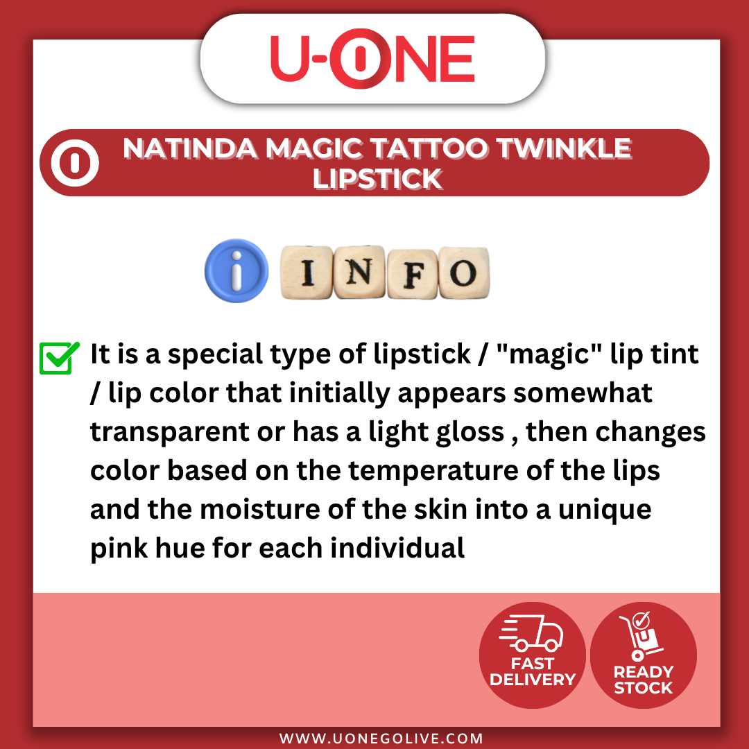 U-ONE | Korea | Natinda | Magic tattoo Twinkle Lipstick | 3.5g