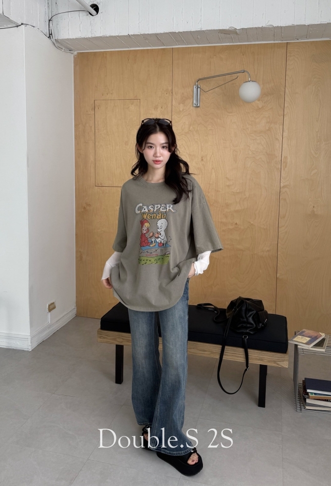 美式復古Casper精靈大TEE*2色