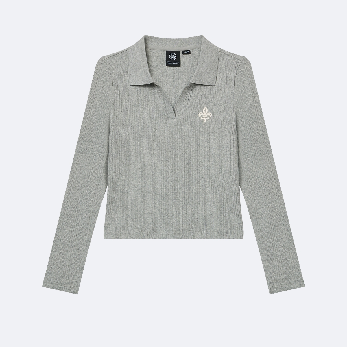 女裝鳶尾花 LOGO 暗紋提花短版長袖 POLO 衫