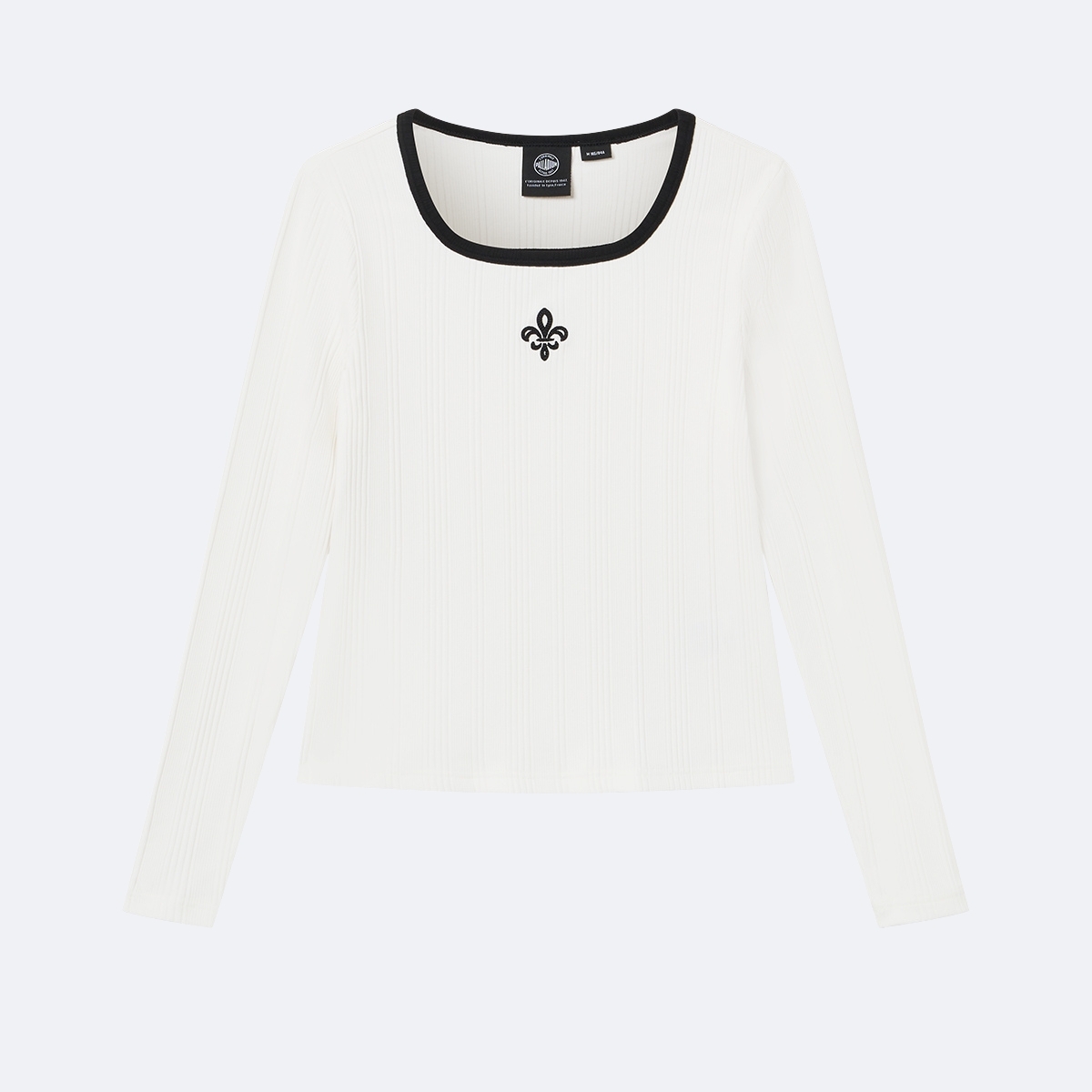 女裝鳶尾花 LOGO U領暗紋提花長袖上衣