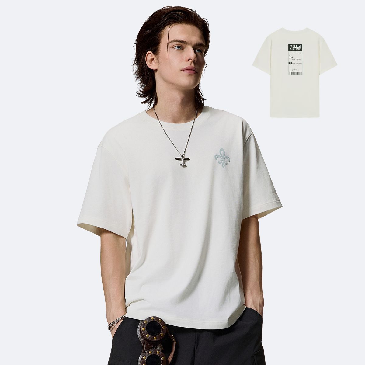 男裝鳶尾花 LOGO 寬鬆全棉T裇