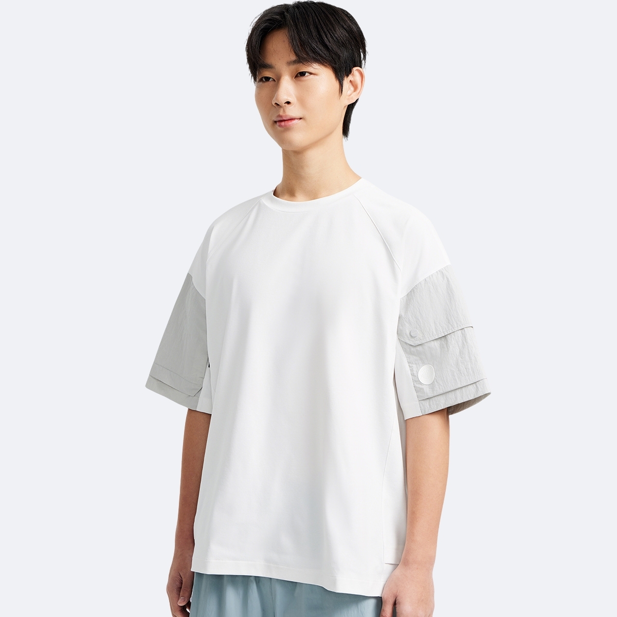 男裝拼色寬鬆落肩T裇