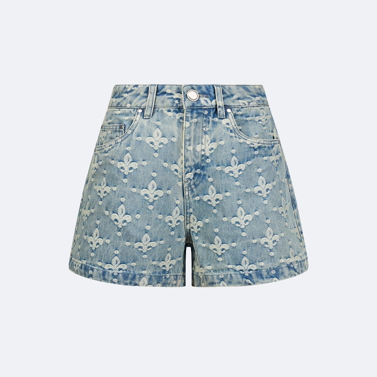 女裝滿印鳶尾花 LOGO 牛仔短褲