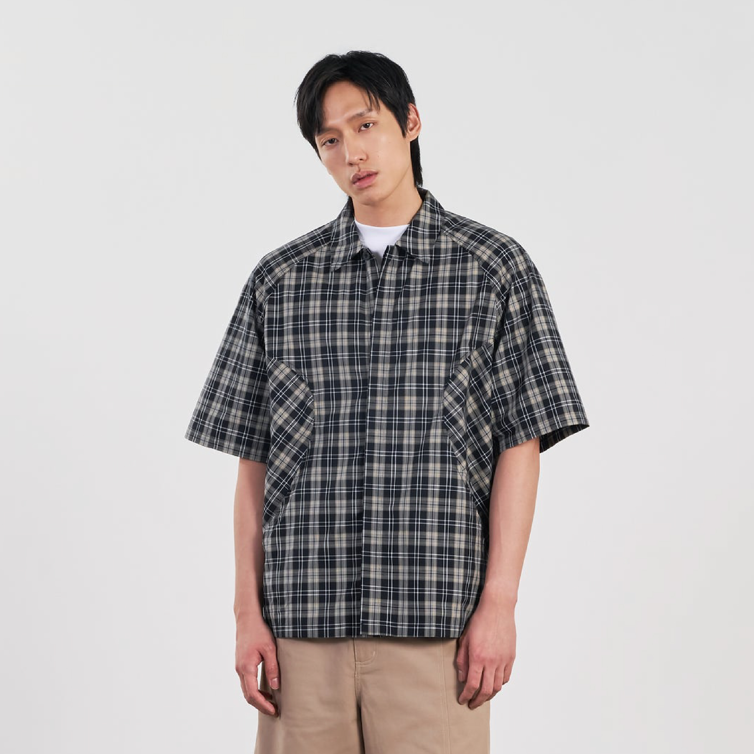 CHOIR Panel Shirt 弧形剪裁格紋襯衫 [PS01]