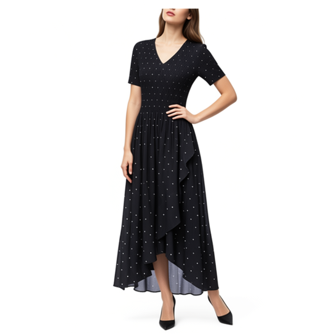 1LU0330-163 [LEO & UGO] Dress Black/White #KER302-BLKWH (C-EU-E)