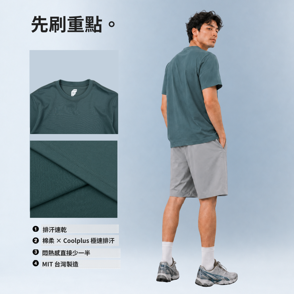 FUZY MADE｜排汗速乾短T COOLPLUS空氣棉機能素T MIT台灣製 - S201647