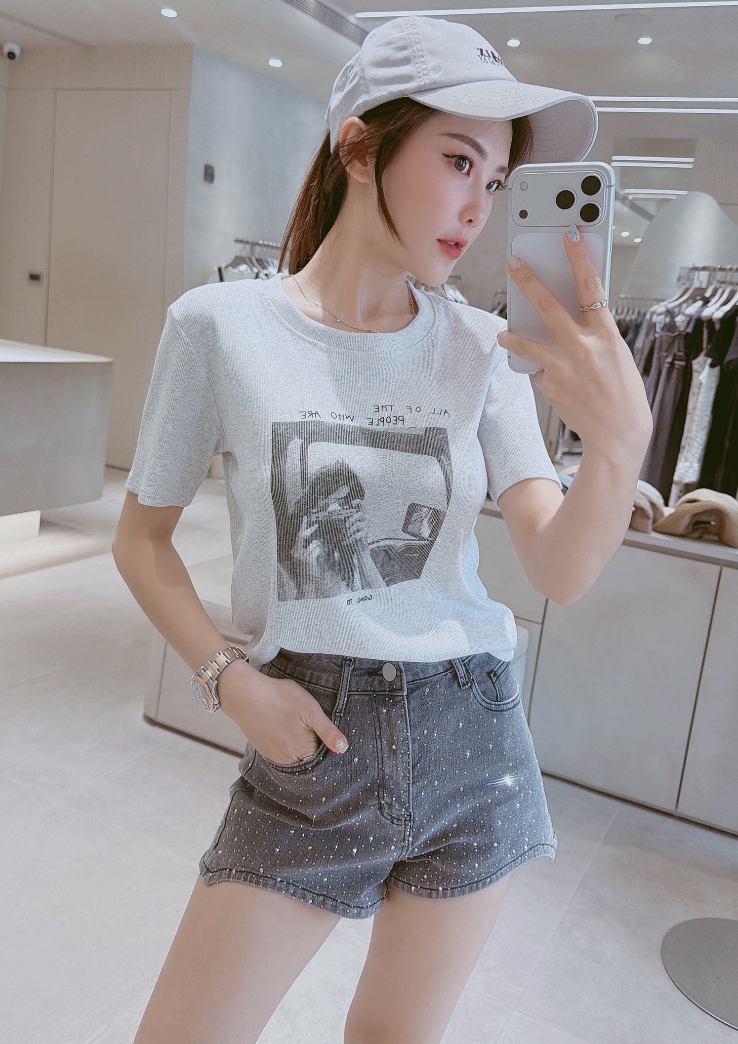 細亮粉拍照女人棉質衣