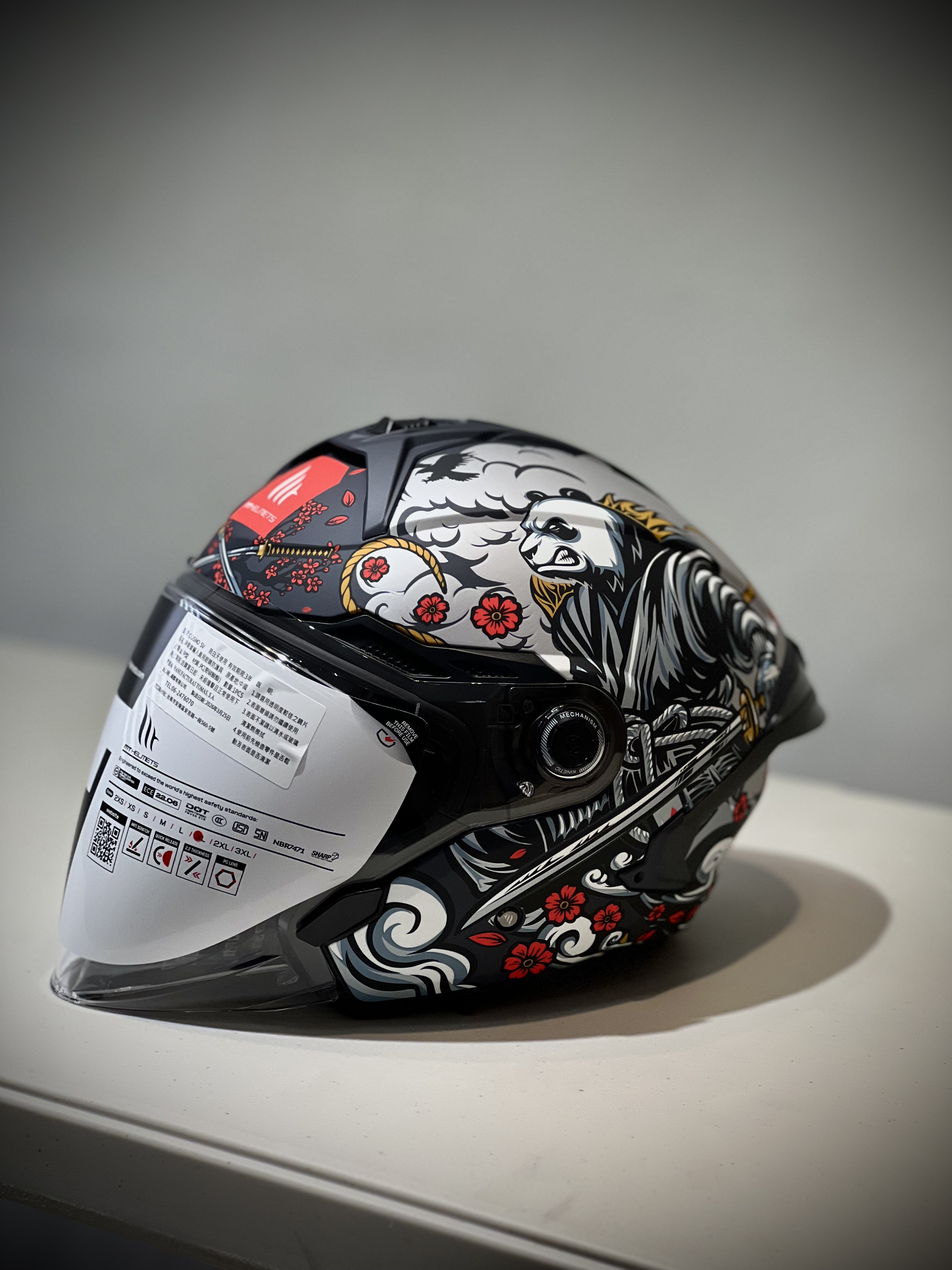 MT Helmet COSMO SV 彩繪 熊貓(灰) 3/4罩 安全帽 亞版