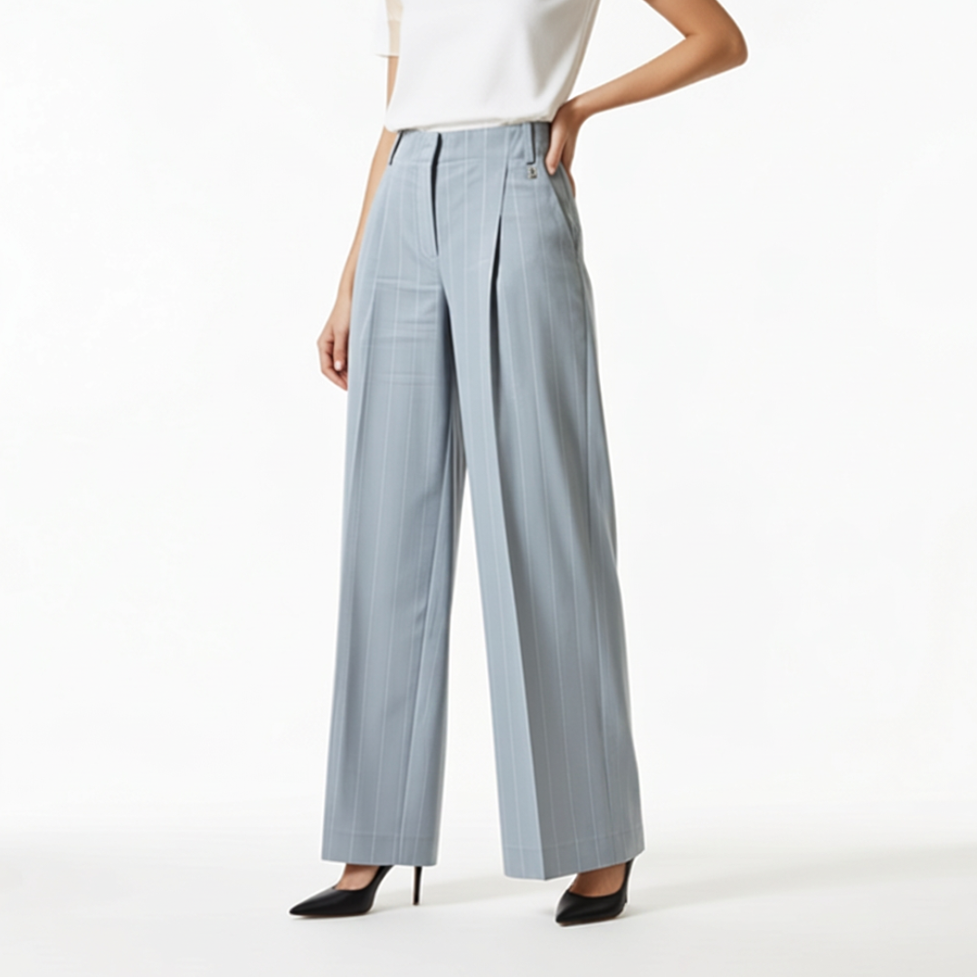 1TS0319-082 [TWINSET] Fluid Pinstripe Trousers Skyline Pinstripe #261AP2084 (C-EU-E)
