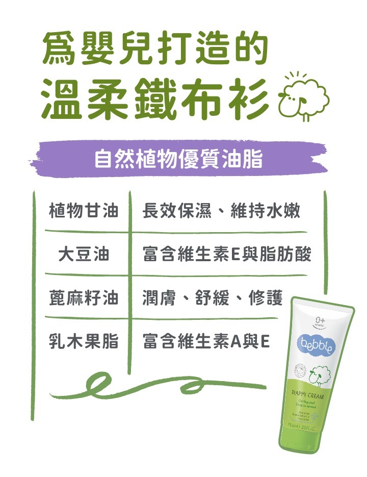 Bebble貝朵親膚屁屁膏(紅敏肌、蘋果臉推薦使用)尿布疹,小孩紅屁股,屁股長疹子,屁股紅癢