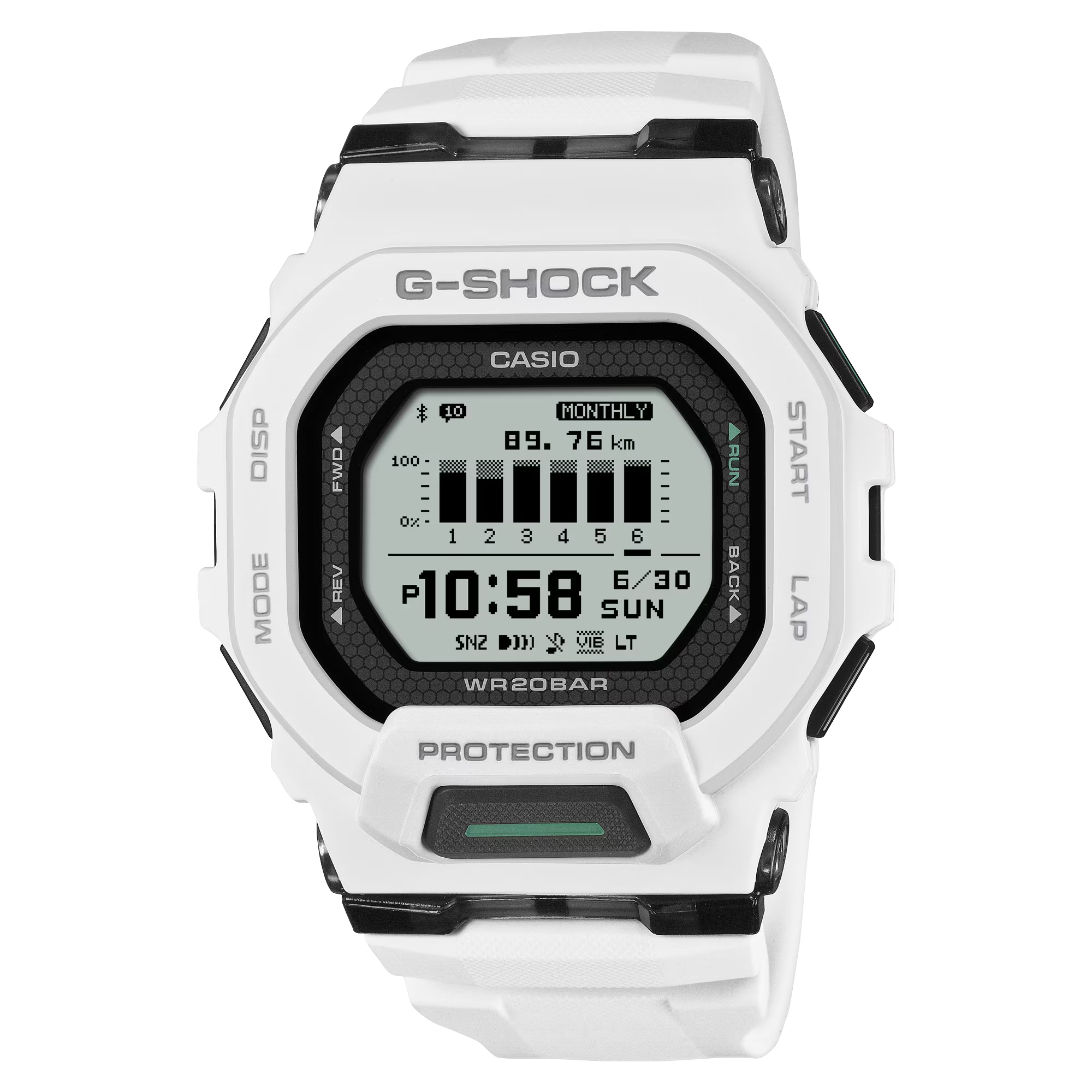 【CASIO 卡西歐】 G-SHOCK  白色 藍芽 卡路里 計步器 耐衝擊  高防水 電子錶 矽膠錶帶 手錶 GBD-200-7DR