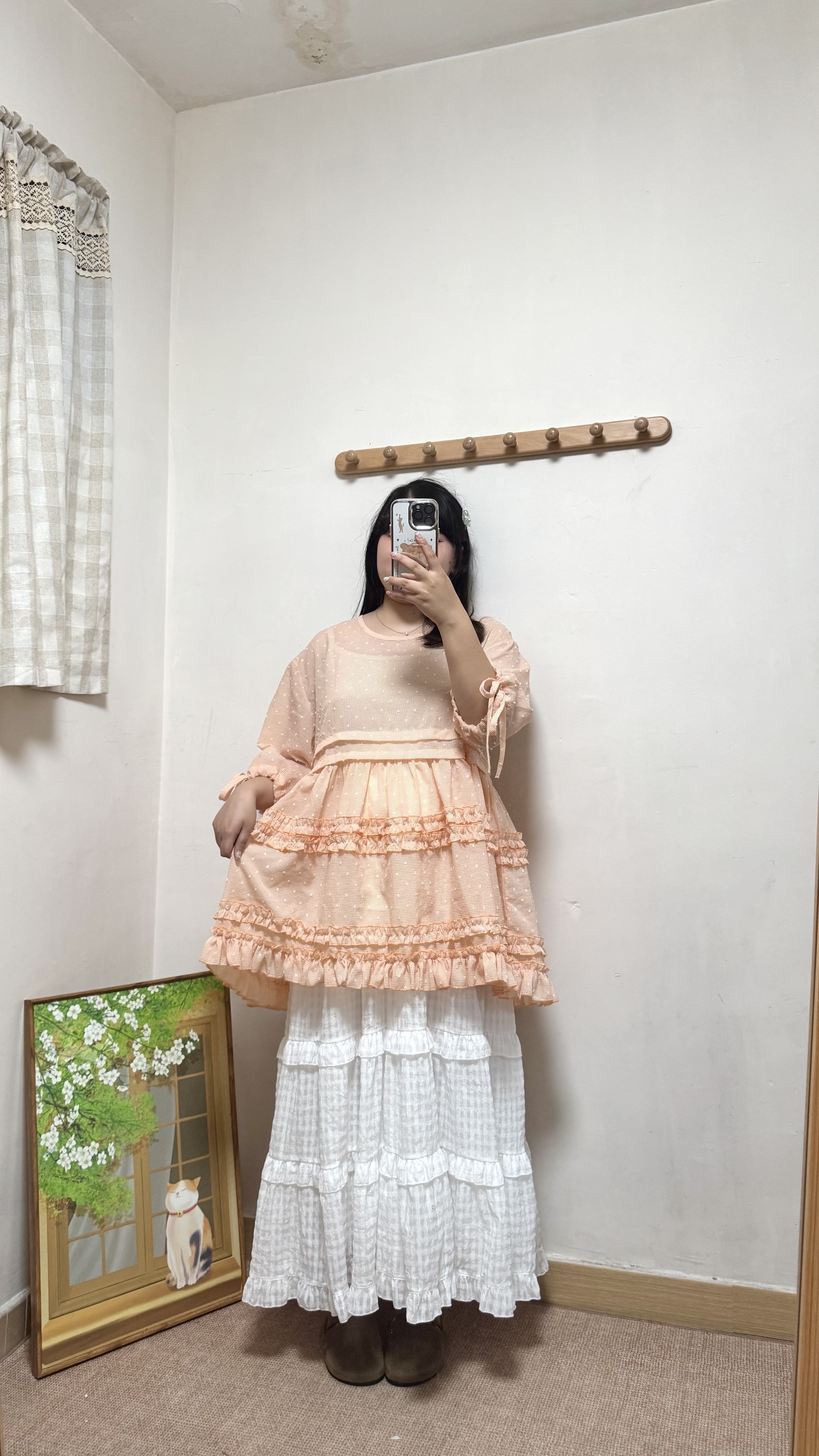立體點點綁帶袖口Top