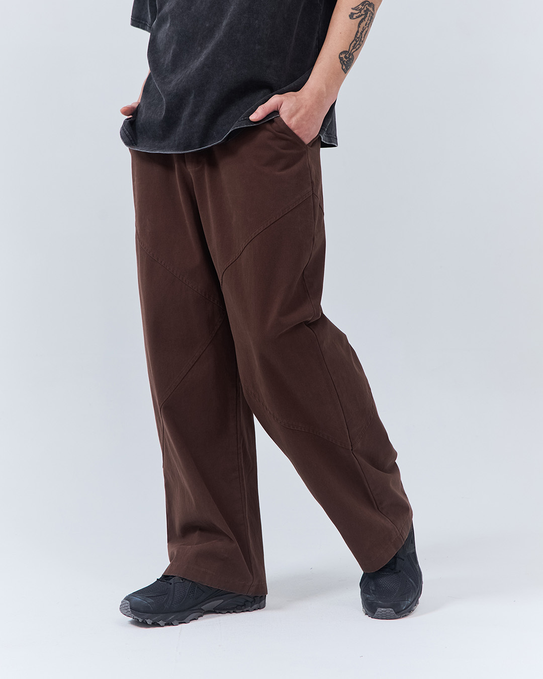 Men's Plain Twill Pants - Coffee Size S/M/L/XL【04110582】in stock+pre-order