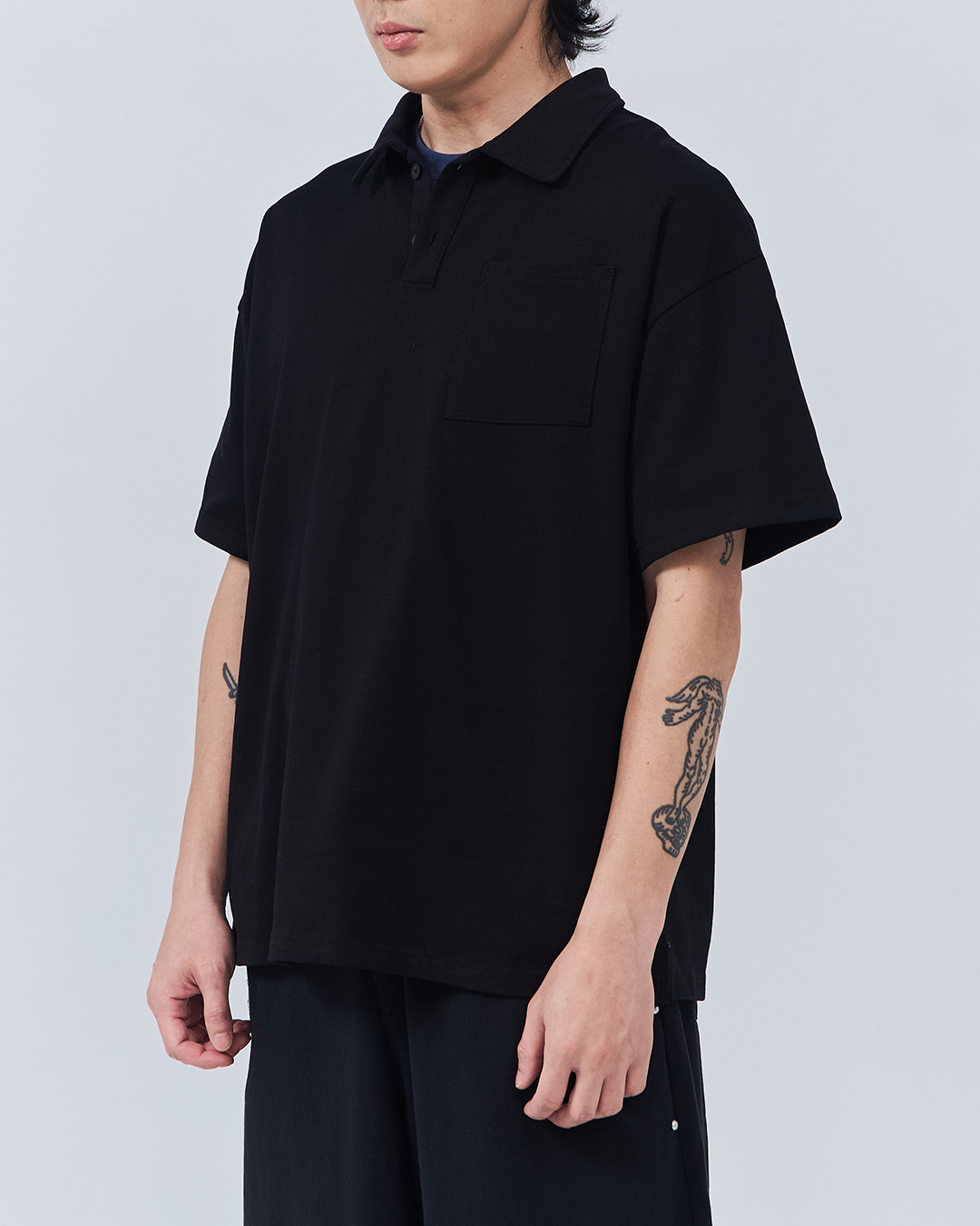 Men's Wide-Size Jacket with Half Placket and Single Pocket - Black M/L/XL【01060072】in stock+pre-order