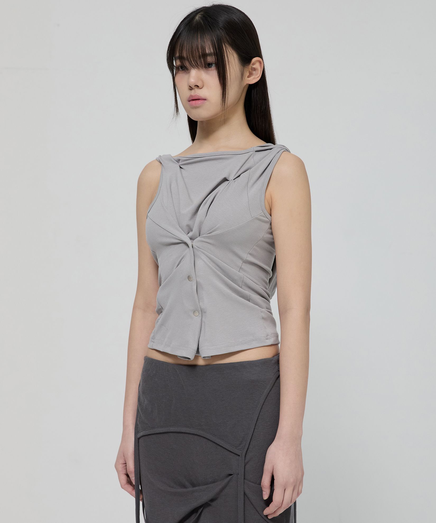 FLAREUP 不對稱扣環連帽上衣 FL-133_Gray