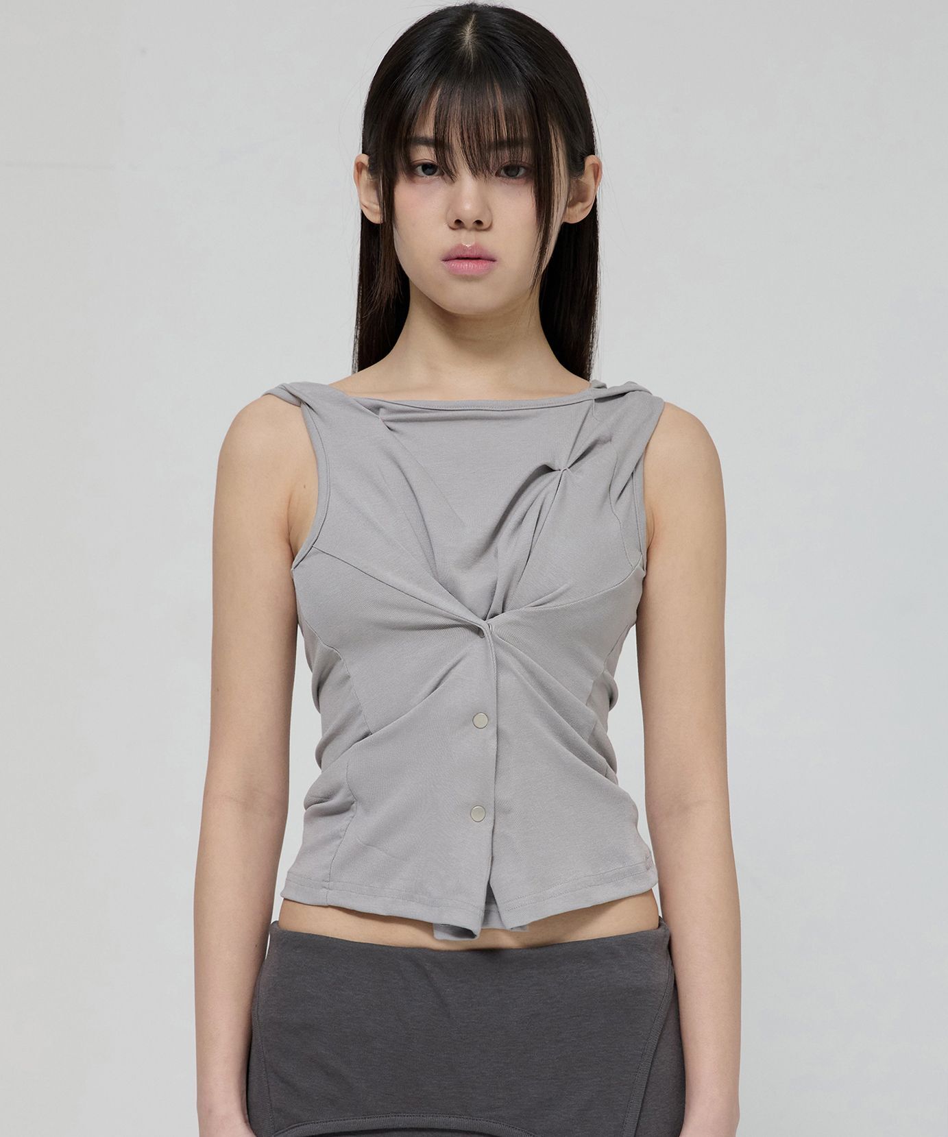 FLAREUP 不對稱扣環連帽上衣 FL-133_Gray