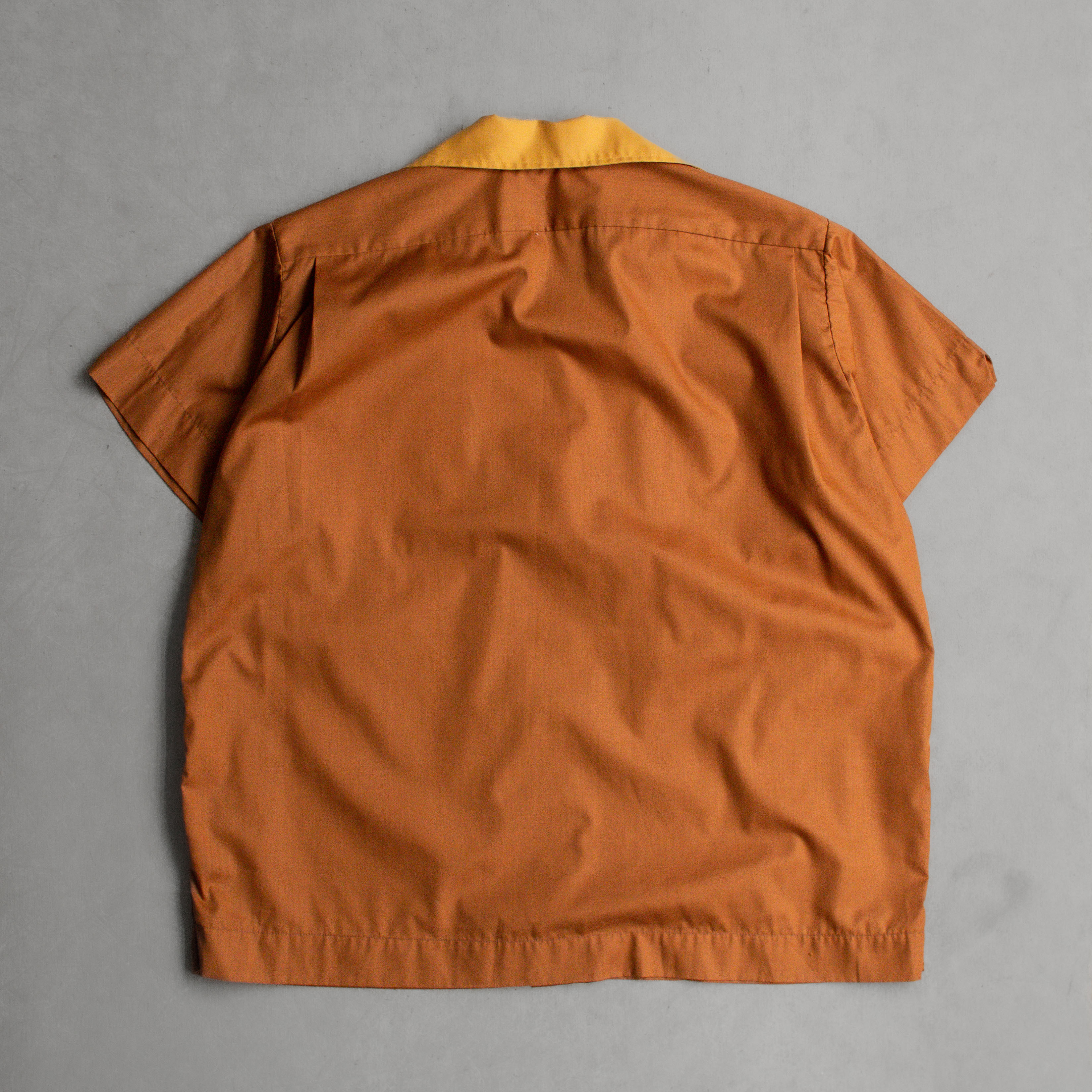 70S HILTON BOWLING SHIRT 美國製 橘黃 開領 假兩件 保齡球 短袖 襯衫