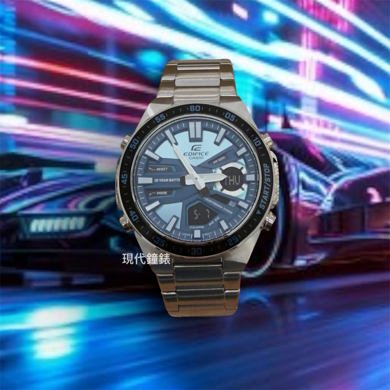 【 EDIFICE】 運動風雙顯腕錶 EFV-C110D-2B 46.9mm 現代鐘錶
