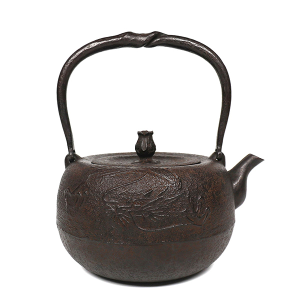 【文秀堂-岩户賢一郎】別製丸型 龍 鐵壺1.8L