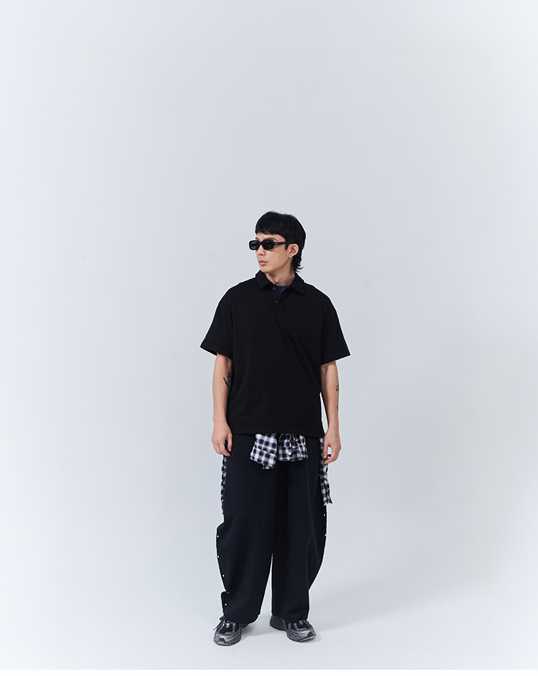 Men's Wide-Size Jacket with Half Placket and Single Pocket - Black M/L/XL【01060072】in stock+pre-order