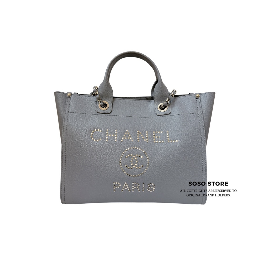 Chanel Deauville Studded Tote Bag - Grey / GHW