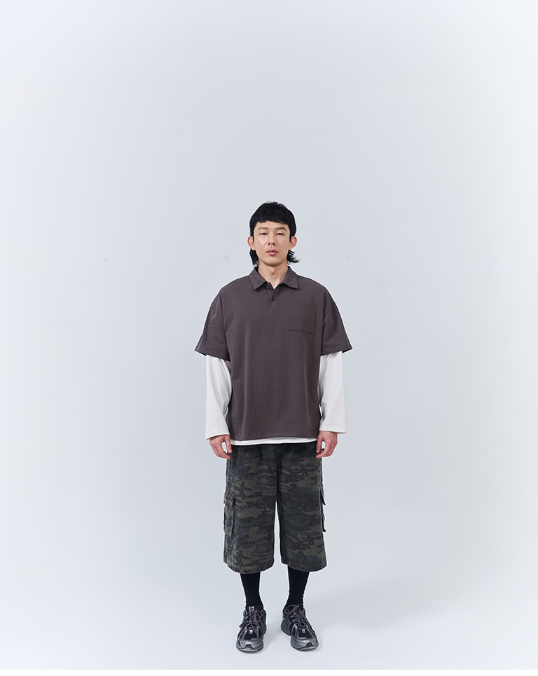 Men's Wide-Size Jacket with Half Placket and Single Pocket - Gray M/L/XL【01060073】in stock+pre-order