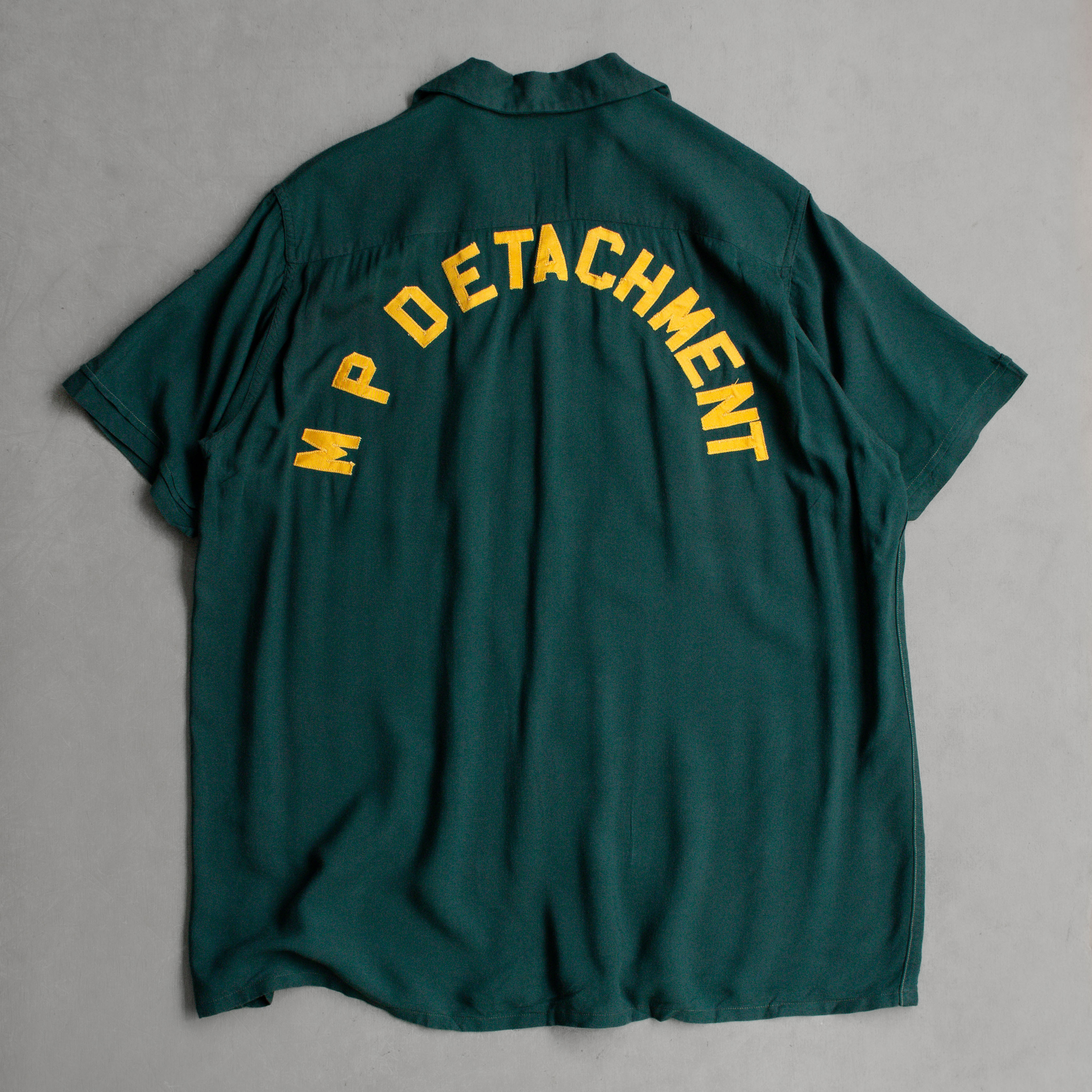 60S RAYON BOWLING SHIRT 美國製 墨綠 嫘縈 開領 短袖 保齡球 襯衫
