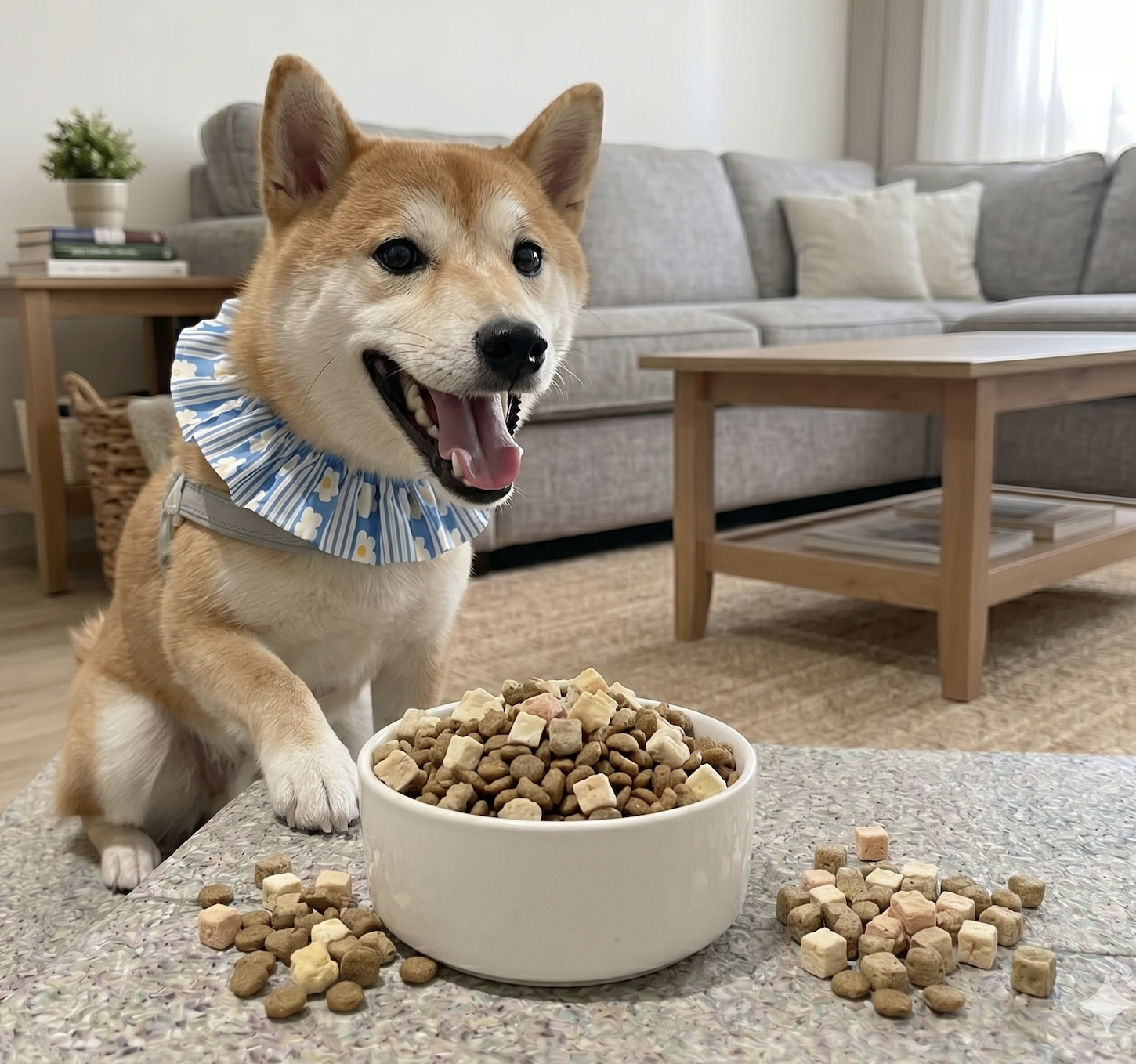 狗狗開心期待吃飯的愉悅心情