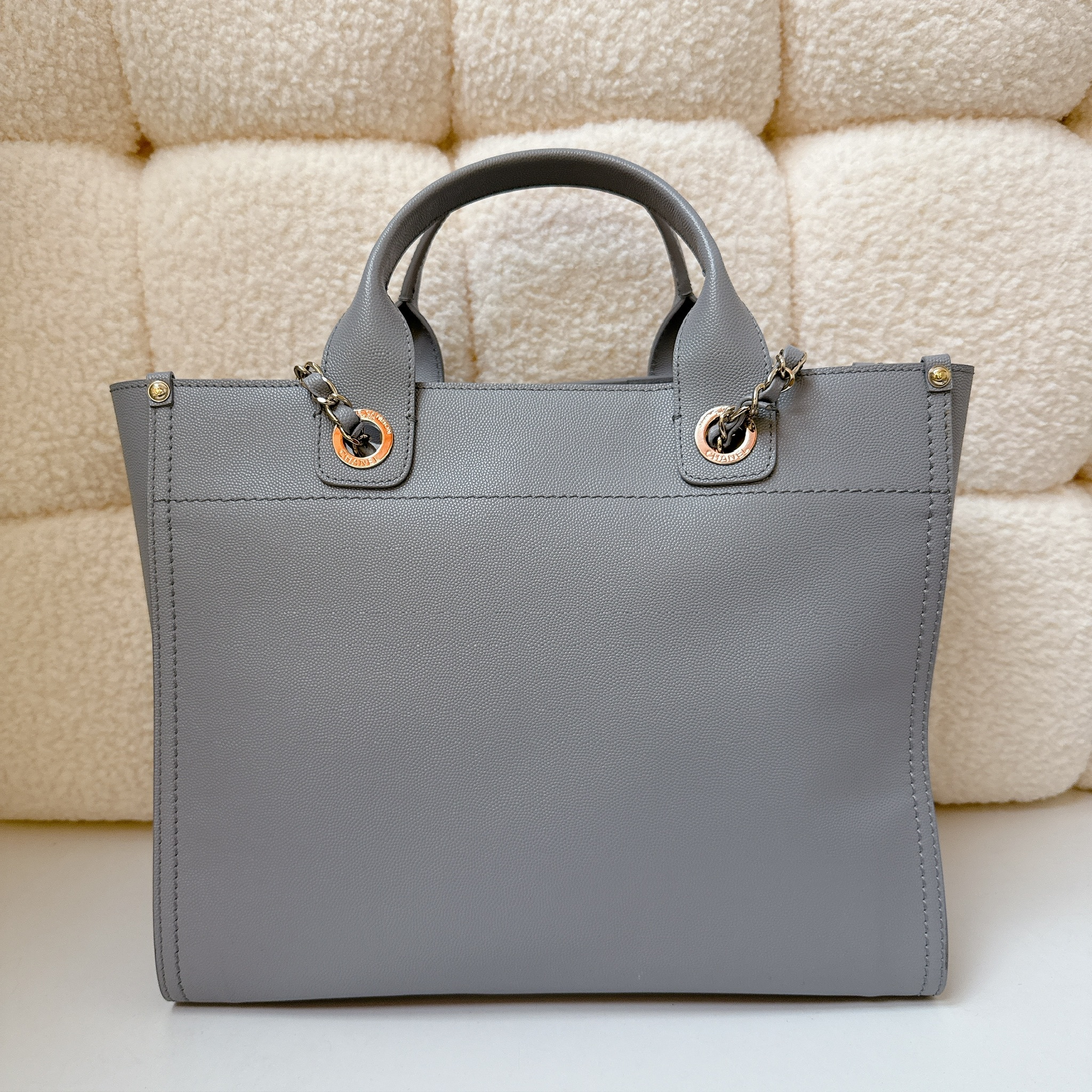 Chanel Deauville Studded Tote Bag - Grey / GHW